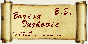 Boriša Dujković vizit kartica